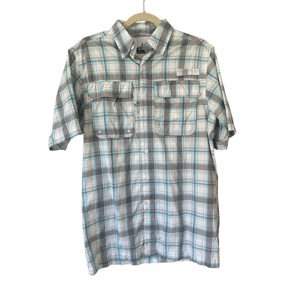 Habit Solar Factor UPF 40+ Shirt Men's S Seaside Gray Plaid Vented Outdoor